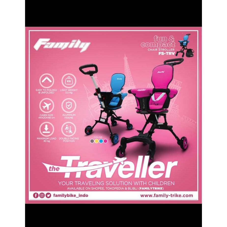 Sepeda Anak Chair Stroller Family 4 Roda Dorongan Depan Belakang