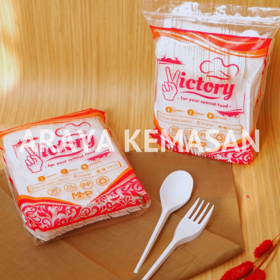 Jual Sendok Makan Victory Sendok Makan Plastik Putih Isi 100 Pcs