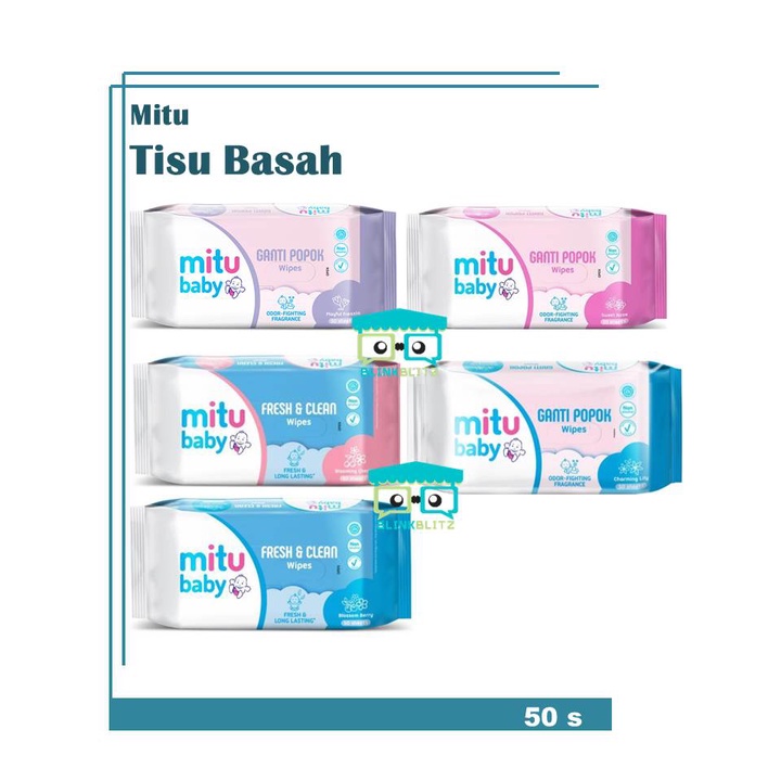 Mitu Baby Tissue Basah Isi 50 Ganti Popok Wipes Tisu