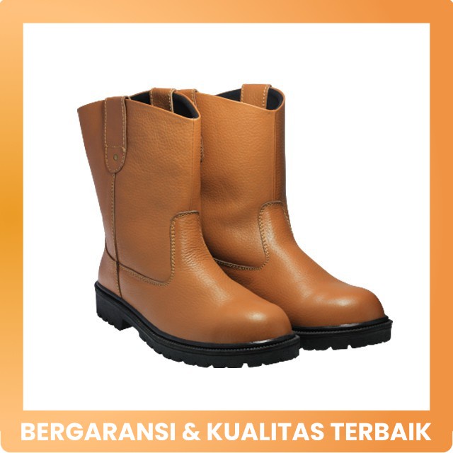 Sepatu Safety Pria Grutty HR-046 | Kulit / 38-43 / Karet Warna Tan