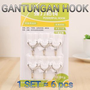 Gantungan Hook isi 6 pcs / Gantungan Hook Serba Guna 1 set isi 6pcs