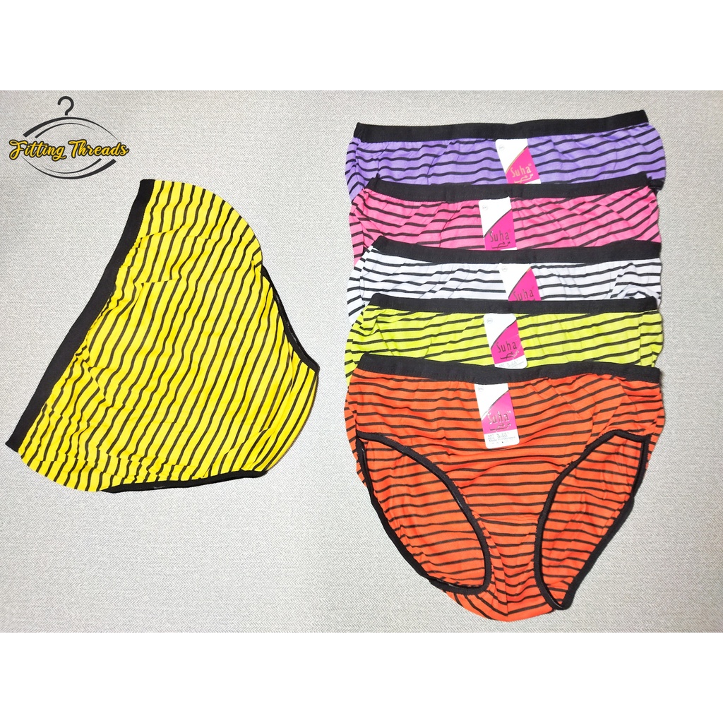 3 Pcs Daleman Celana Dalam Wanita Suha Motif Salur / CD Sempak Cewek Suha