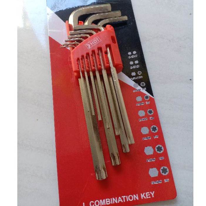Kunci L Kombinasi Bintang Set 9pcs - Merk HDT / Soligen