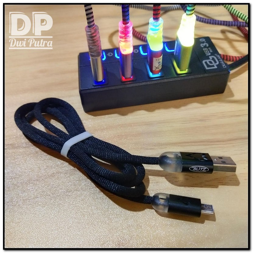 BLITZ KABEL DATA LOVE DANCING LED RGB LED / 1 METER 2A MICRO USB / FASTCHARGING KABEL CAS CHARGE