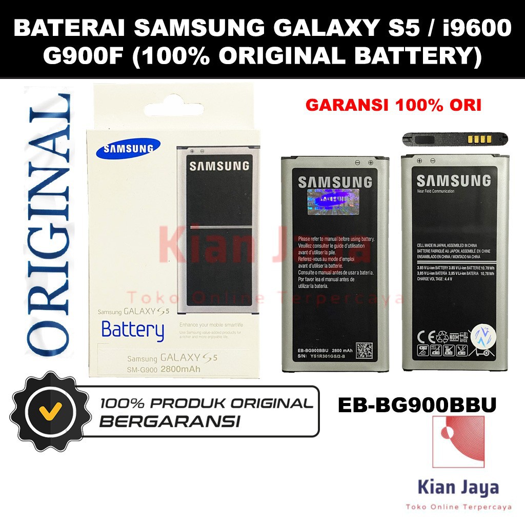 [Garansi 100% Ori] Baterai Galaxy S5 / i9600, SM-G900F, EB-BG903BBE Batre Battery HP G900 G900F Support NFC Aktif Original