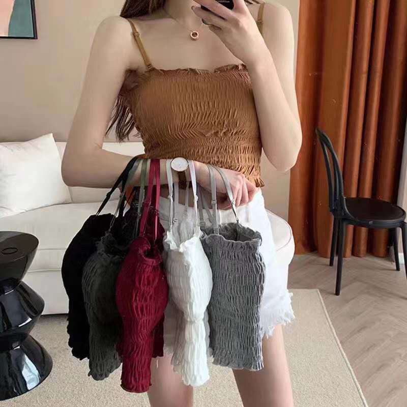 Ladies Tank Top Crop Top Bra Korean Style Bahan Katun Import Tali Lepas Pasang 2007-6