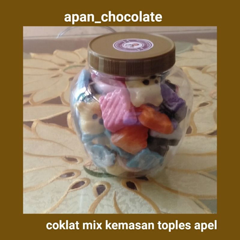 

coklat karakter kemasan toples apel