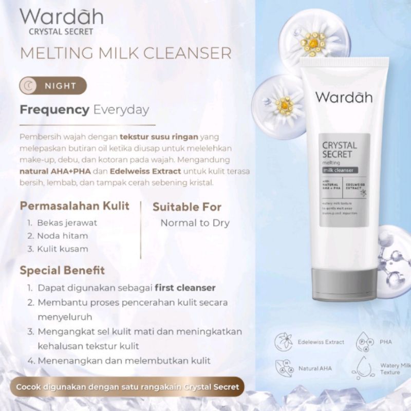 Wardah Crystal Secret Melting Milk Cleanser / White Secret Pure Brightening Cleanser 100 ml