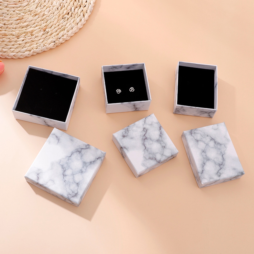 Kotak Display Perhiasan Anting Kalung Gelang Cincin Gaya Retro Motif Marmer Untuk Hadiah