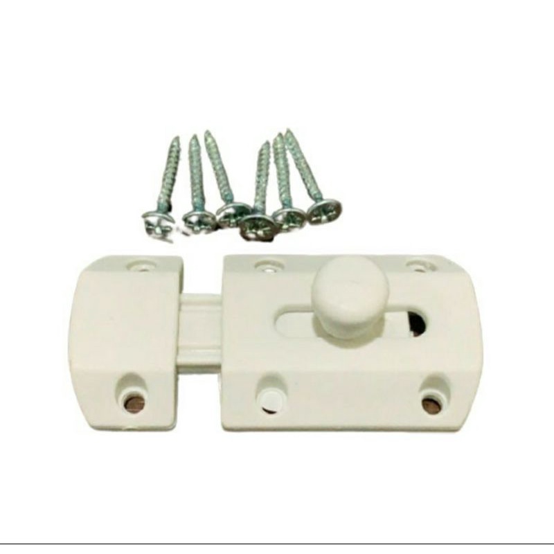 Grendel slot PVC kunci pintu kamar mandi plastik