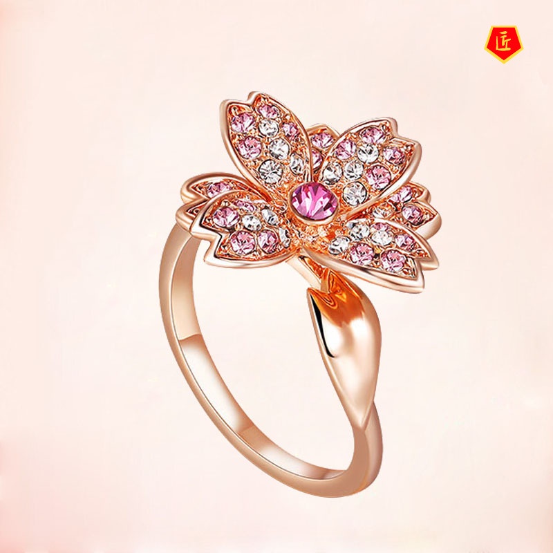 [Ready Stock]Elegant Graceful Fashion Flower Rose Gold Ring