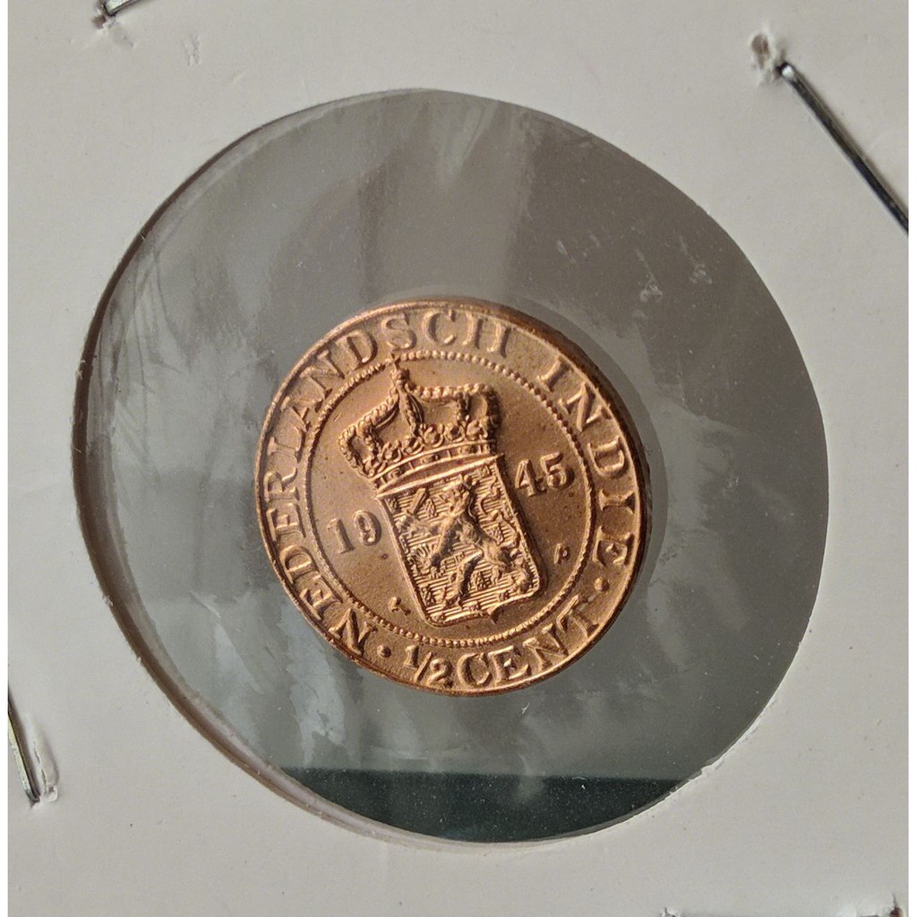 Uang Kuno Koin Nederlandsch indie 1/2 cent tahun 1945