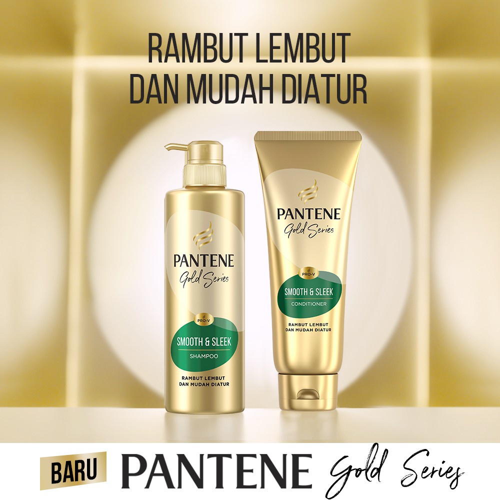 Paket Pantene Gold Series Smooth &amp; Sleek Shampoo 270ml + Conditioner 190ml