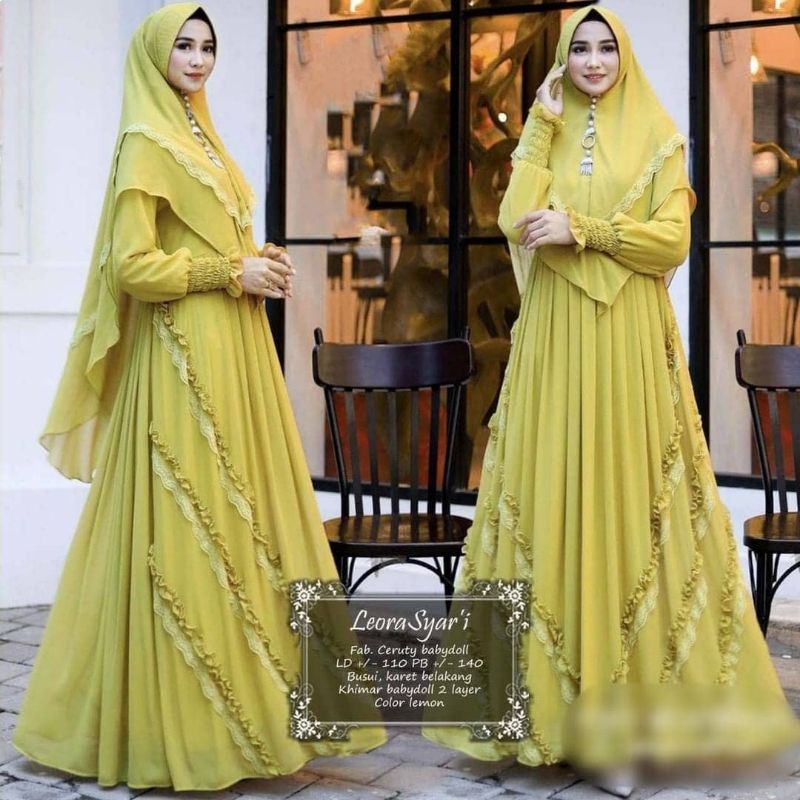 BAJU LEBARAN TERBARU Leora syari  FASHION MUSLIM GAMIS MAXY DRESS WANITA PREMIUM BERKUALITAS BUTIK S