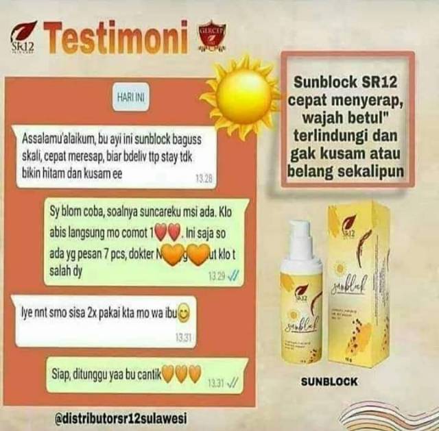 SUNBLOCK SR12 / SUNSCREEN SR12 SPF 30++