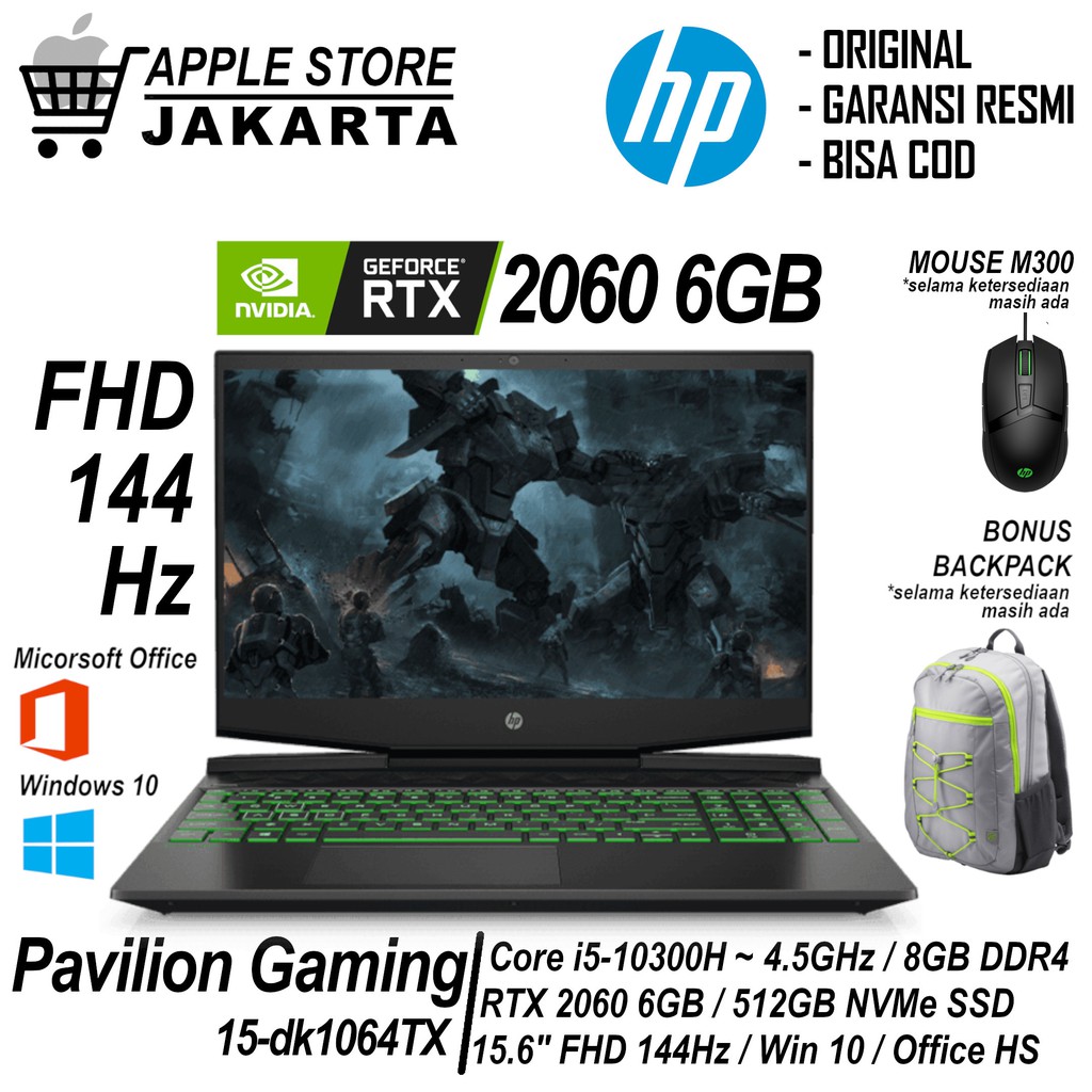 Laptop HP Pavilion Gaming 15 i5-10300H RTX 2060 144Hz 8GB 512GB