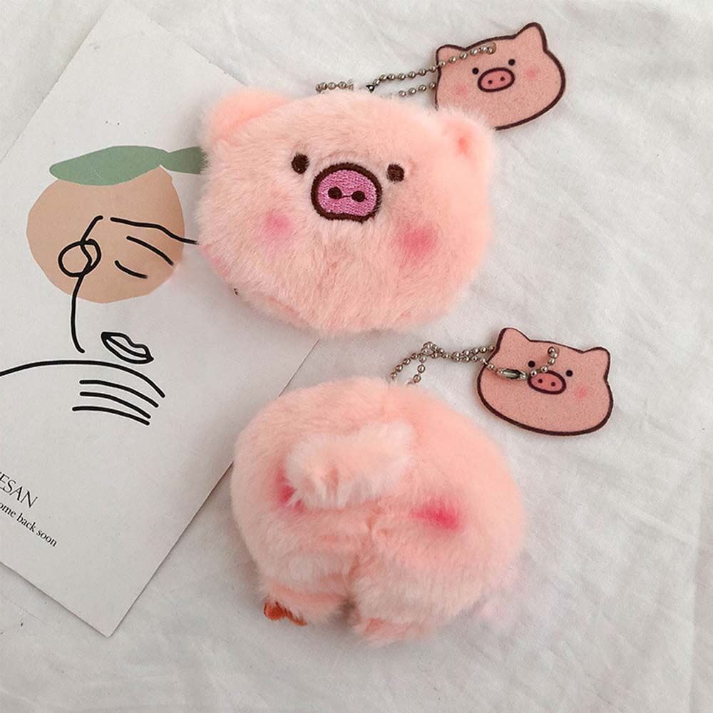 Needway  Cute Pig Keychain Wild Bag Pendant Plush Brooches PP Cotton Pig Head Pig Tail Cartoon Animal Fashion Pendant Couple Jewelry