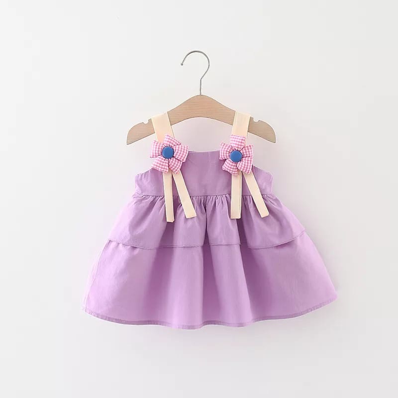 [COD] dress anak perempuan lengan pendek usia 4 tahun motif bunga pink dan purple import / babylovanta