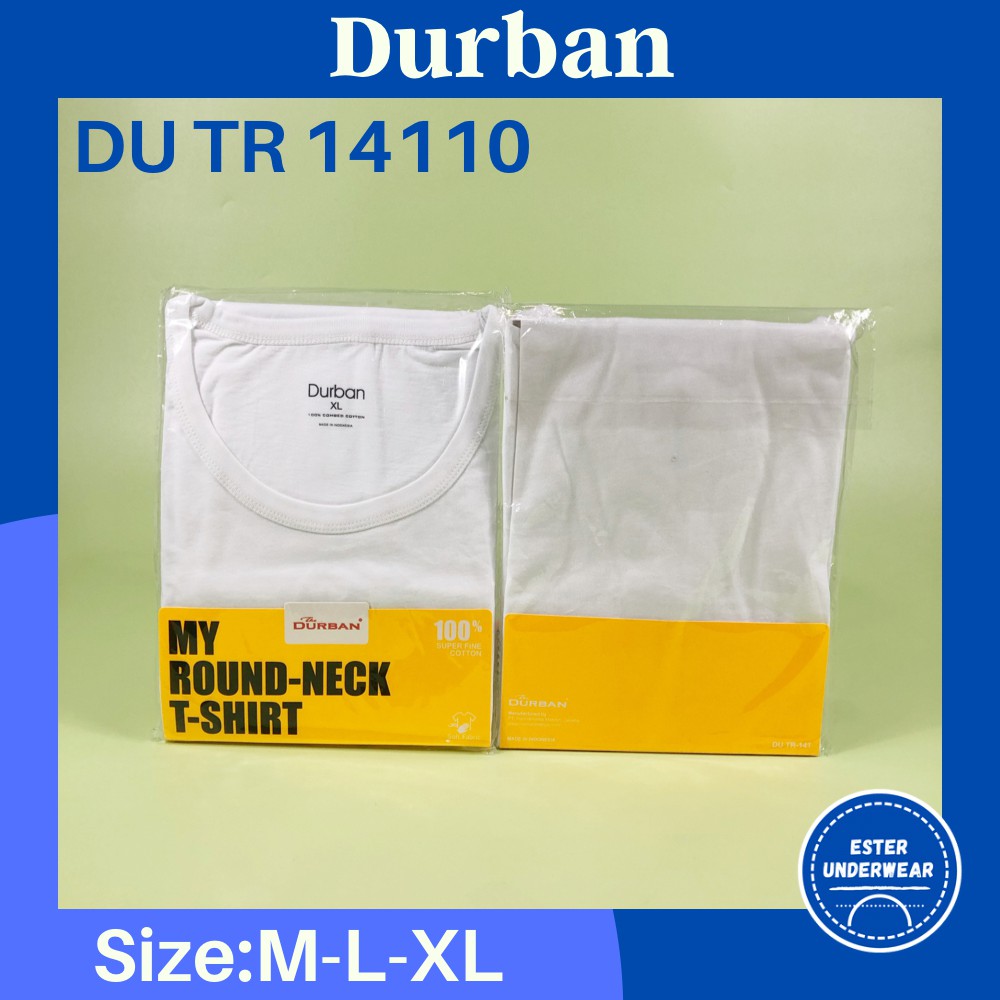 Kaos Oblong Pria DURBAN O-NECK DU TR 14110 PUTIH isi 1 PCS