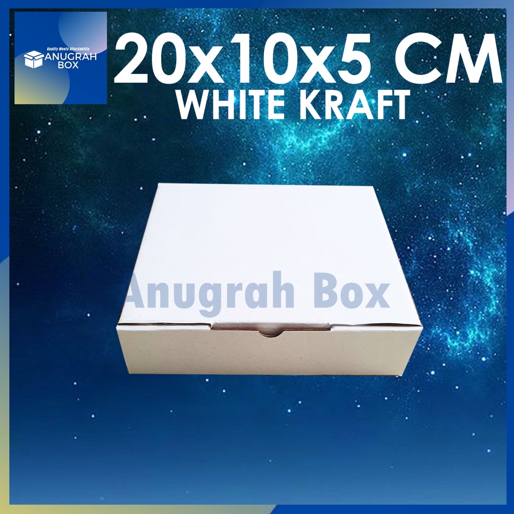 

Kardus PUTIH uk 20x10x5 cm(ECER) Die Cut Box Kotak Packing Aksesoris Baju Makanan Pizza Hijab Kue
