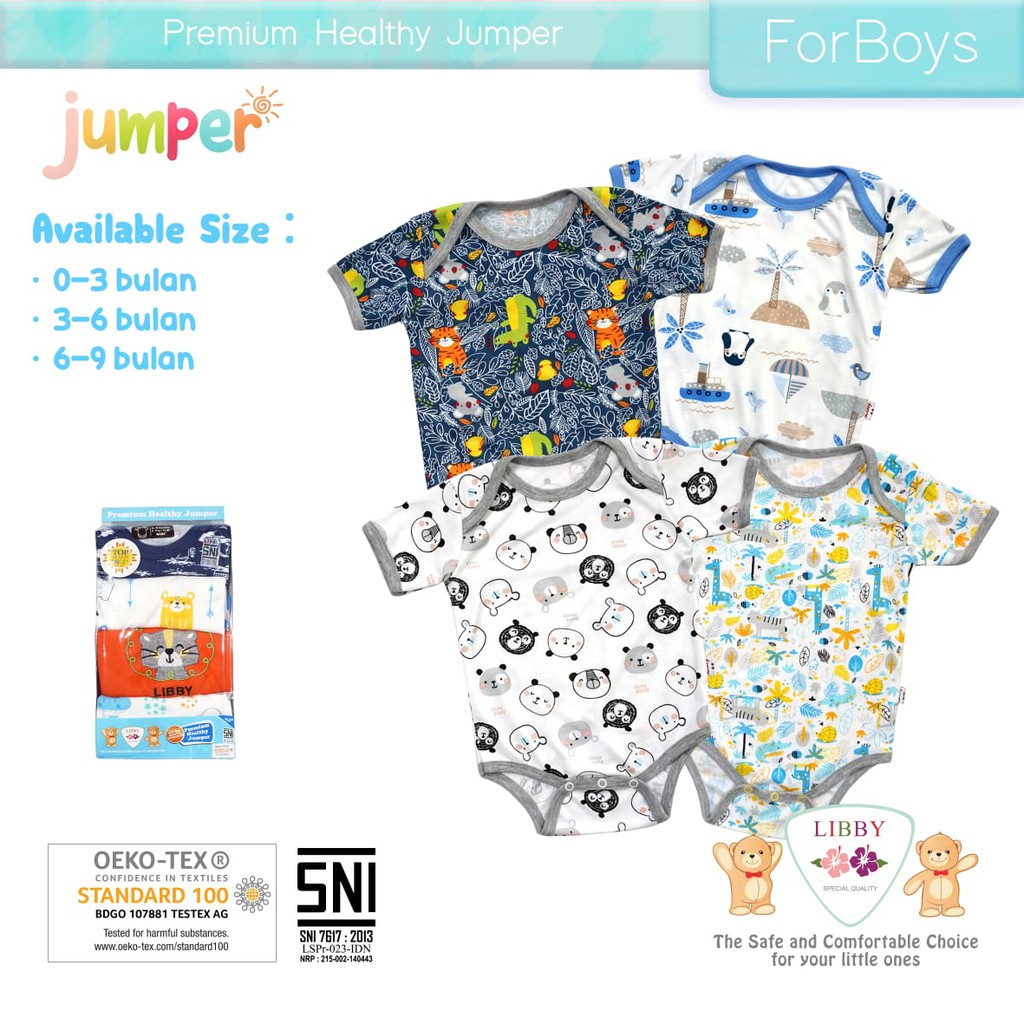 Promo !! Jumper Libby Segitiga Pakaian Bayi Libby 4 in 1 - jumper baby libby isi 4 - jumper baby premium