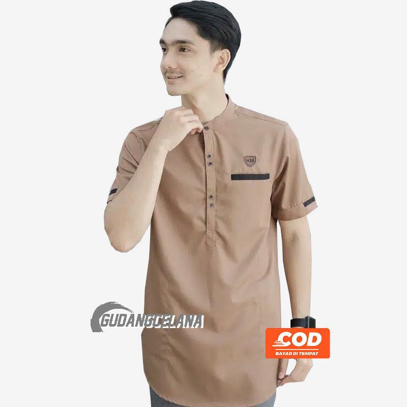 Baju Koko Kurta Lengan Pendek Matt Katun  Toyobo Adem Tebal Terlaris Baju Koko Pria Modern