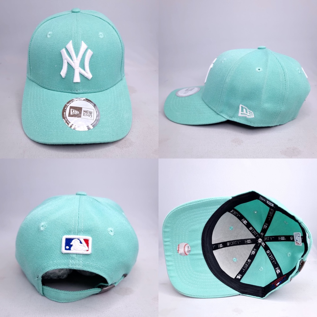 TOPI SNAPBACK MELENGKUNG NY HIJAU MUDA LOGO PUTIH