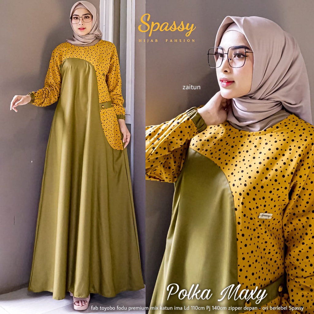 SPASSY DRESS MUSLIM WANITA POLKA MAXY