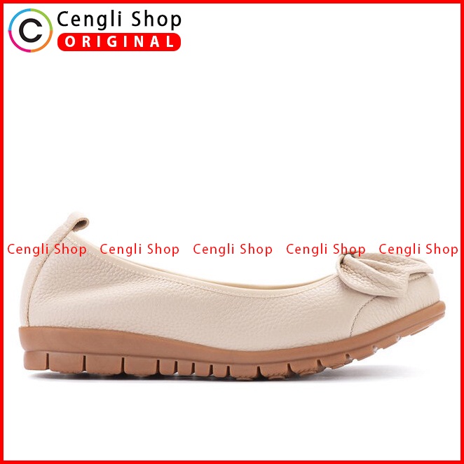 SEPATU FLAT KULIT ANDREW WANITA ORIGINAL CASUAL BRANDED COKLAT ANW01