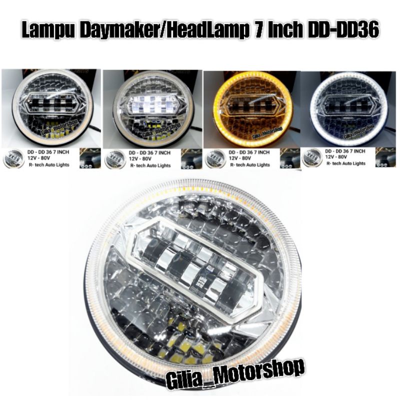 LAMPU DAYMAKER LED 7 INCH R-TECH AUTOLIGHT ORIGINAL IMPORT 12V-80V HEADLAMP UNTUK MOTOR MOBIL