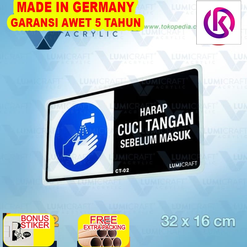 

Promo Sign "Harap Cuci Tangan Sebelum Masuk" Akrilik 32 x 16 cm | CT-02