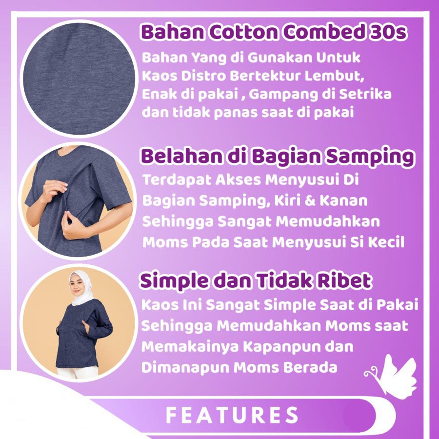 Kaos Khusus Menyusui Baju Busui Nyaman Lengan Panjang Wanita