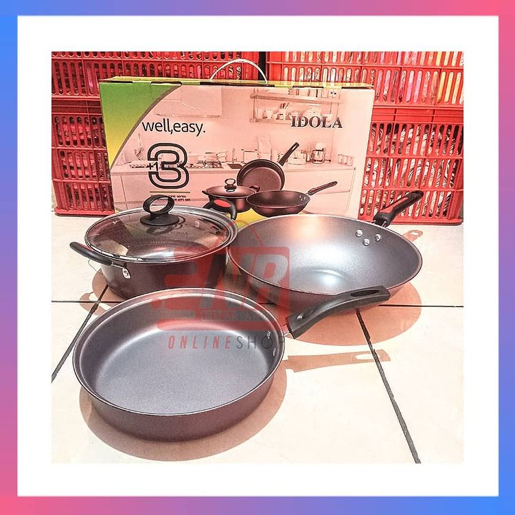 Panci set idola 4pcs / cookware set idola / panci set anti lengket / panci set teflon / panci teflon