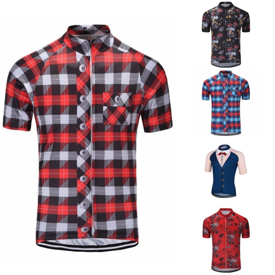 Jersey baju Sepeda model Flanel Flannel Road bike Pria - HITAMMERAH