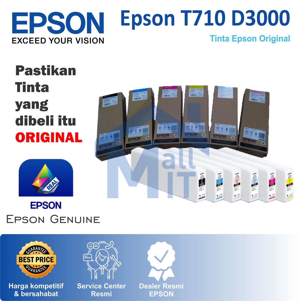 TINTA CATRIDGE EPSON SL D3000 T710 T-710 T 710 SL-D3000 SLD3000 D3000 D-3000 SERIES ORIGINAL ASLI