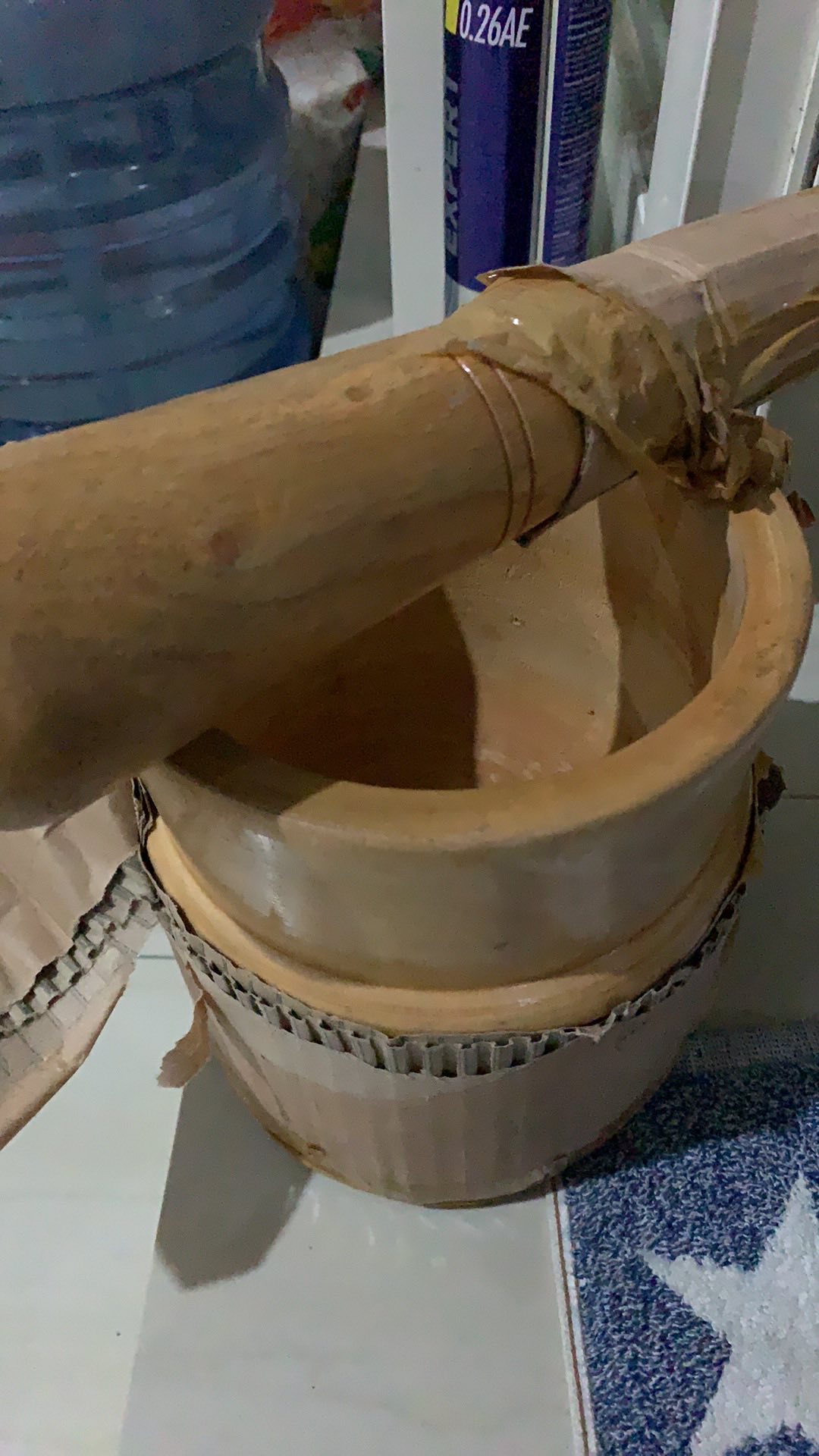 Set Lumpang Kayu Mahoni Ukuran Jumbo + Tumbukan Alu, Motif Coklat