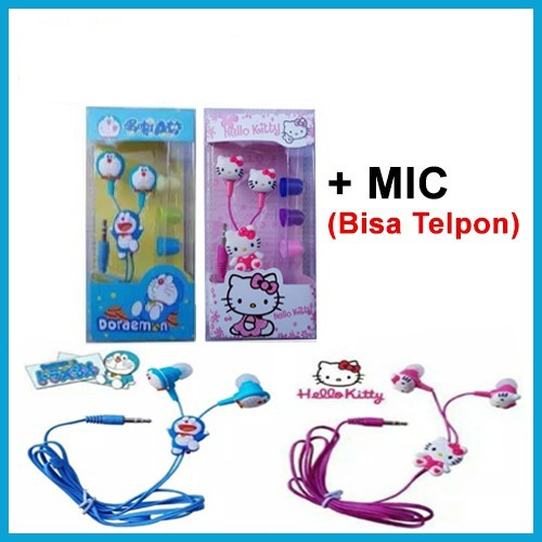 JG - HEADSET / HANDSFREE KARAKTER DORAEMON &amp; HELLO KITTY