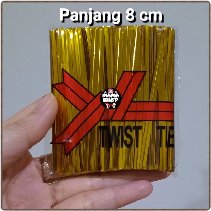 Kawat pengikat plastik souvenir biskuit lolipop Twist Tie warna Silver dan Gold