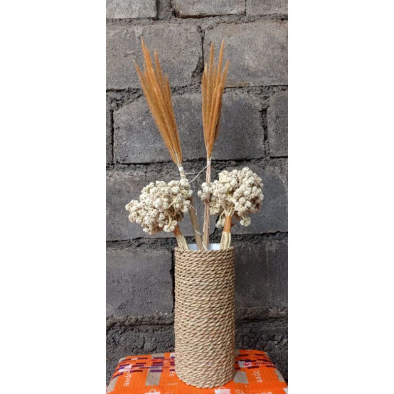 Bunga rustic + pot mendong