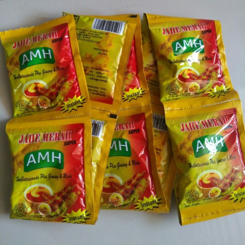 

JAHE MERAH AMH ORIGINAL SACHET ECER 1 RENCENG ISI 12 / 1 RENTENG