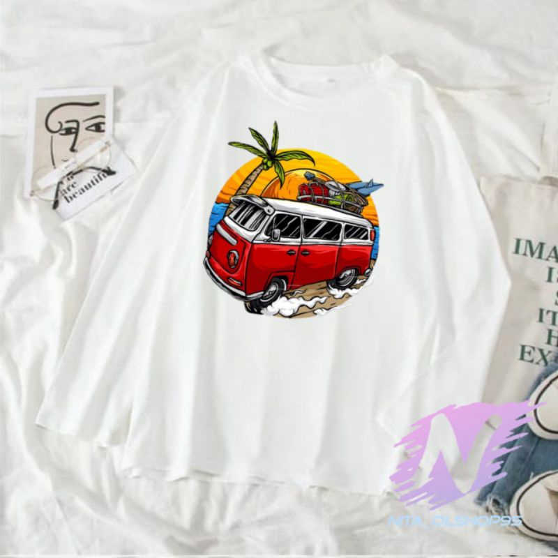 kaos animasi summer mobil kaos anak lengan panjang animasi pantai