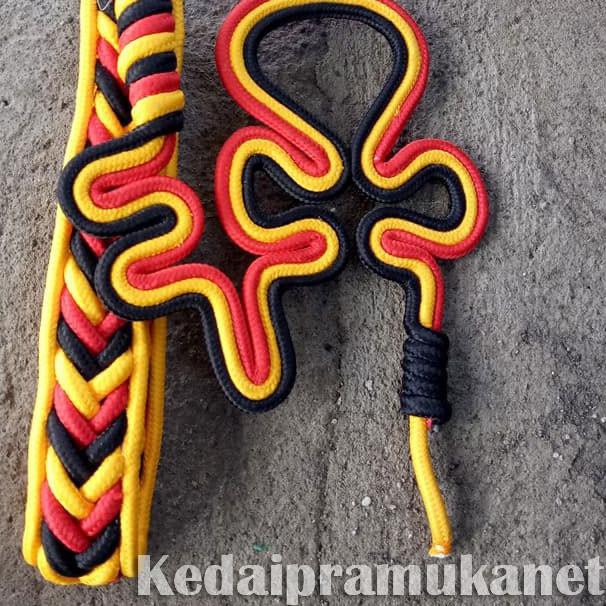 ž Tali Kur Koor Komando Variasi Pramuka Taruna Kepang Tiga Warna Hitam Merah Pinggir Tepi Kuning ž