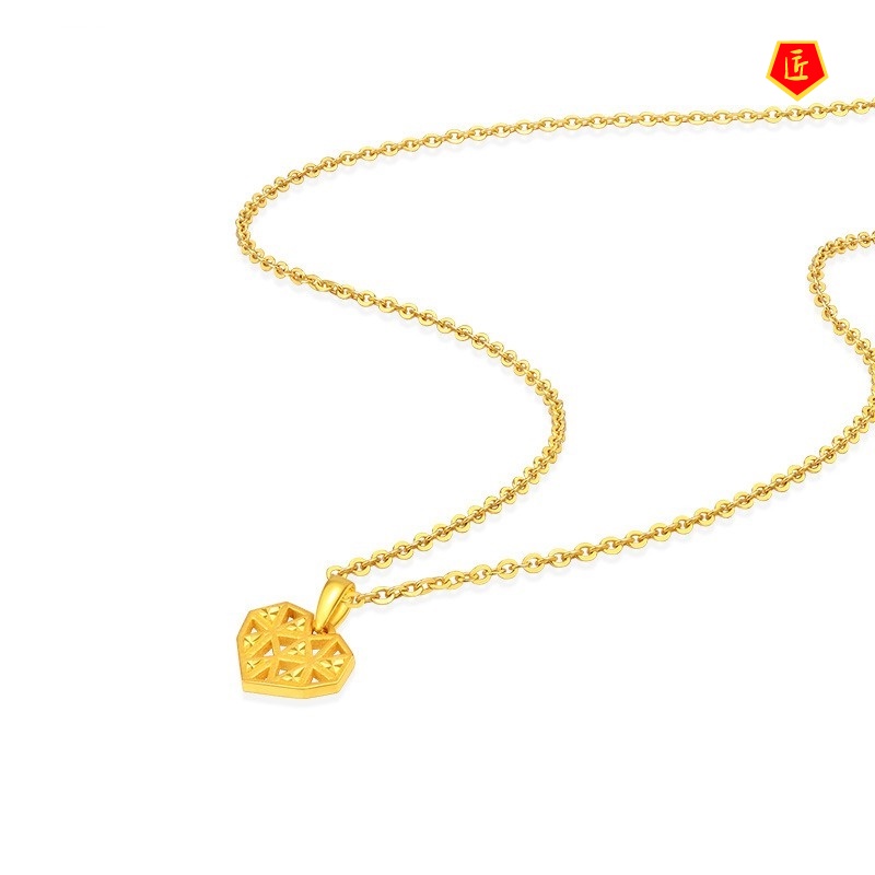 [Ready Stock]Creative Love Heart-Shaped Enamel Fashionable Golden Pendant