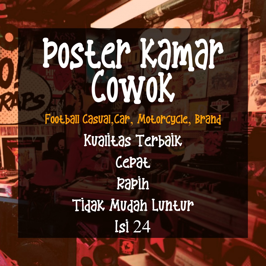 Poster Cowok | Poster Casuals | Poster Kamar | Poster Aesthetic | Isi 24 Pcs | Bahan Tebal