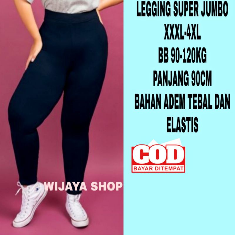 Legging Super Jumbo Wanita Polos Panjang XXXL 4XL BB 90 120KG