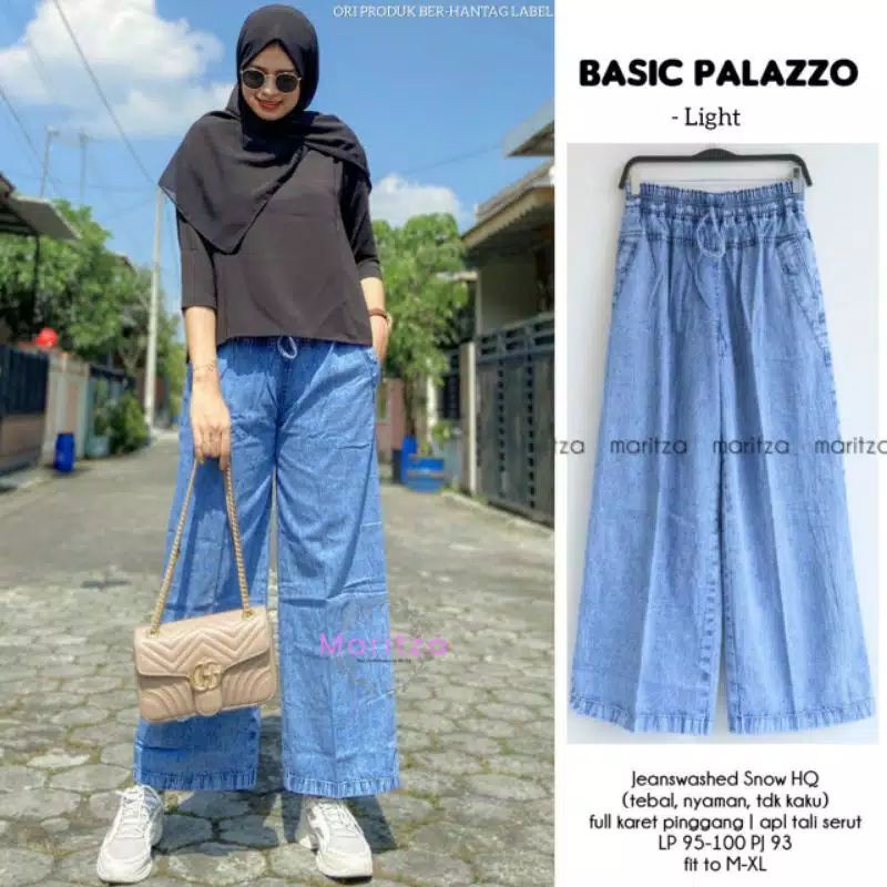 Celana Kulot Jeans Wanita Denim Premium Bawahan Wanita Murah-Palazo