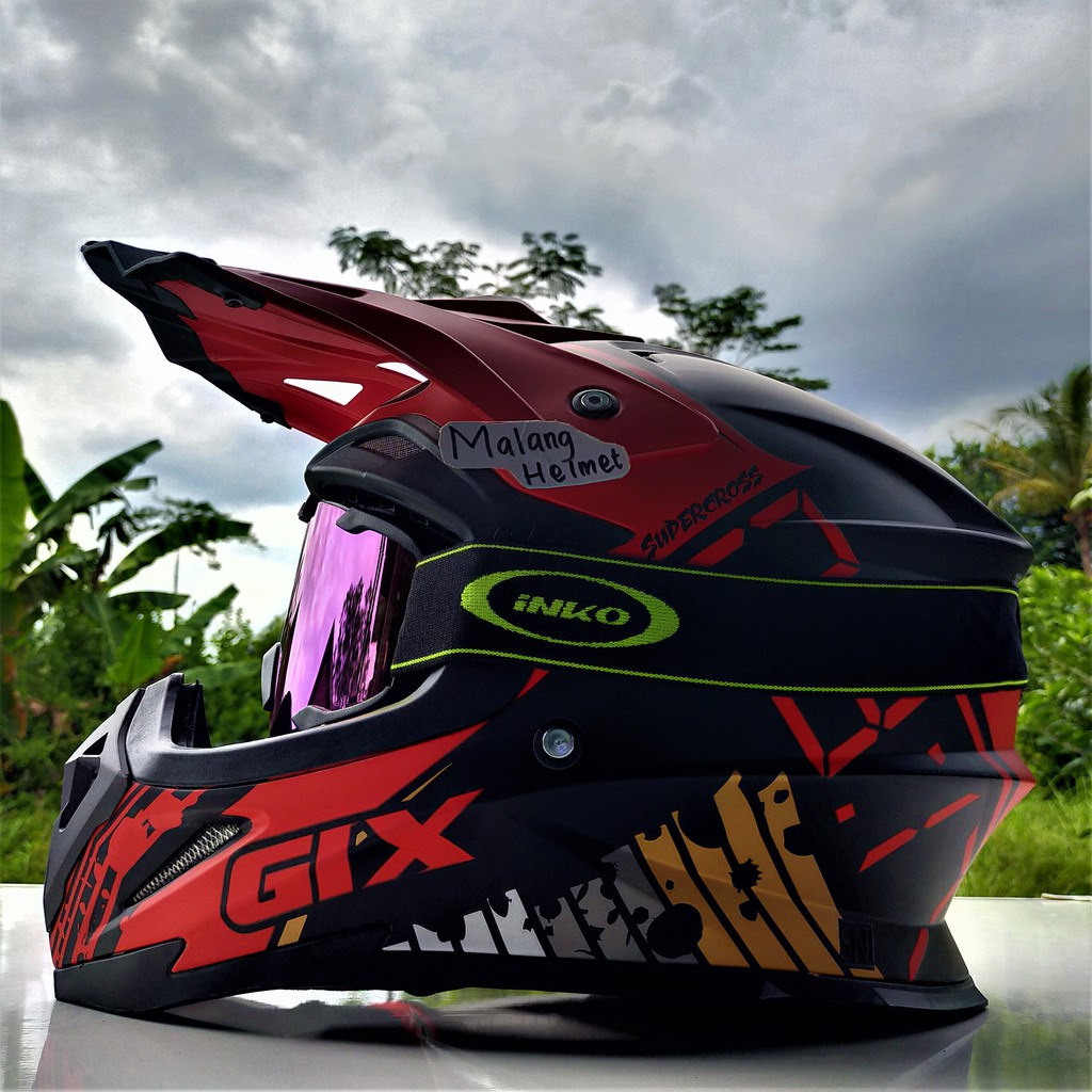 Bayar Di Tempat Helm Cross GIX MX Evo Black Doff Red Ongkir termurah 2kg
