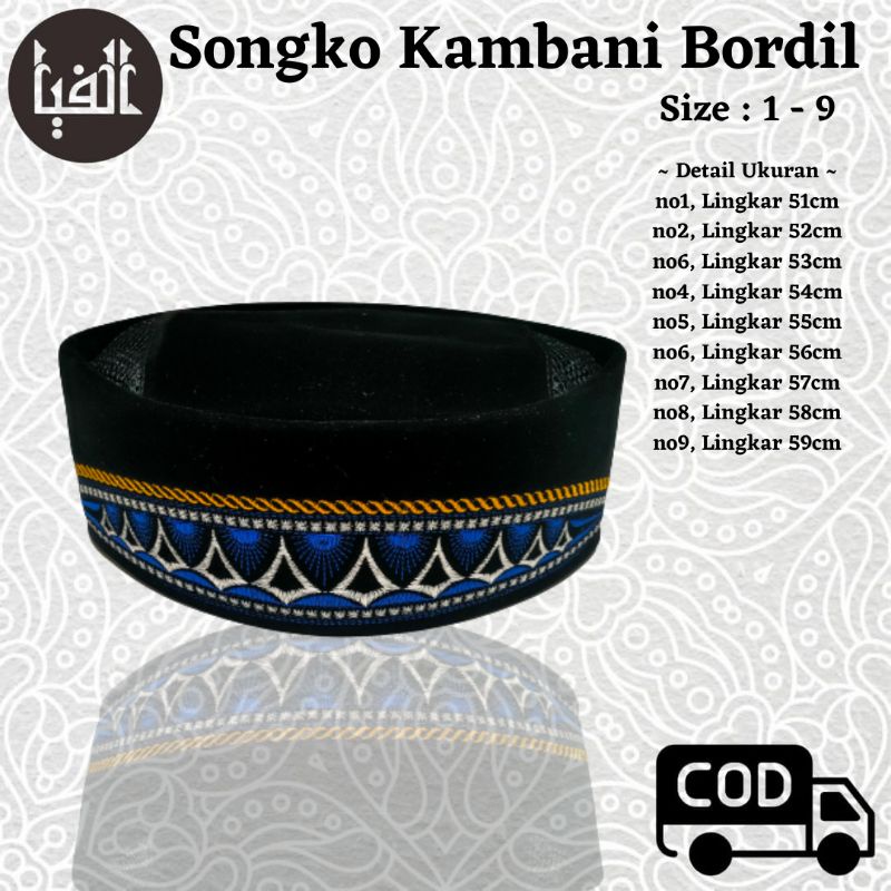 Peci Kopiah Songko Kambani Soga Bordil Peci Hitam Bordil