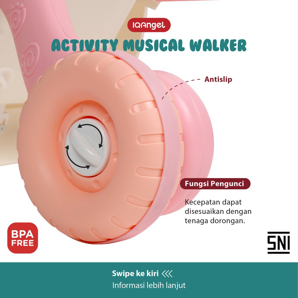 IQAngel X Babiesfirst Activity Musical Walker 3in1 / Mainan Dorongan Bayi (Tersedia Varian Warna)