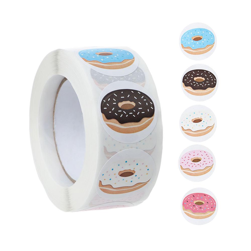 Populer 500pcs Stiker Donat Perekat Diri Pola Baking DIY Craft Roll Sticker